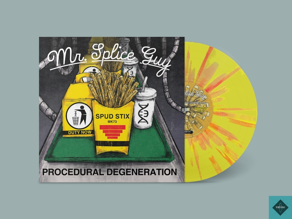 SRW257 Mr. Splice Guy - Procedural Degeneration (Ketchup Splatter on Yellow 10” Vinyl)Attention Disciples of Devolution! Prepare to tremble and bop before the new debut EP presented by Mr. Splice Guy  &quot;Procedural Degeneration&quot;. A reimagining of six classic Devo tracks touting sounds of surf rock gusto and smooth vocal bravado, &quot;Procedural Degeneration&quot; is the 10&quot; that has all the Spuds joining &quot;The Mutation Sensation&quot;!Don