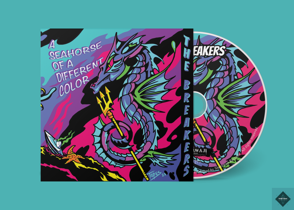 SRW277 The Breakers - A Seahorse Of A Different Color (Jacket CD)The Breakers return with a collection of 18 psych surf instrumentals, ranging from galloping garage stompers to more experimental and atmospheric cuts, this hypnotic release will get your synapses firing!  Featuring the previously released single, "Monster Storm", along with evocative tracks like "Escaping Through the Window" and "Garage Door To Your Mind", this one is sure to blow your stack!Includes contributions from adjunct band members Dan Klapman (Saxophone), Gary Kretchner (Trumpet), and guest collaborators Jeff Bond (Guitar), Neil Hansen (Bagpipes) and Craig Williams (Keyboards).The album was recorded and produced by Craig Williams at Dr. CAW Recording, Chicago and features cover artwork by the legendary Mark “Topes” Thompson.BUY IT NOW: https://thebreakers1.bandcamp.com/album/a-seahorse-of-a-different-color#thebreakers #sharawajirecords #psychedelic #garage #punk #instrumental #chicago #surf #instro #reverb #twang